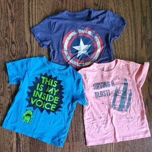 Lot of 3 Toddler Boys' Graphic Tees – Captain America, Monsters Inc.